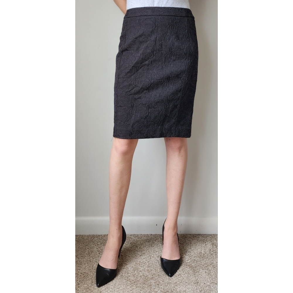 Vanessa Virginia Rose Brocade Pencil Skirt Black 4 Anthropologie